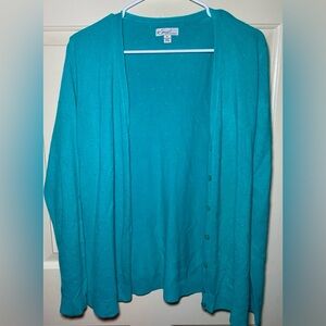 Kim Rogers Open Front Green Cardigan Sweater Warm Cozy Size XL